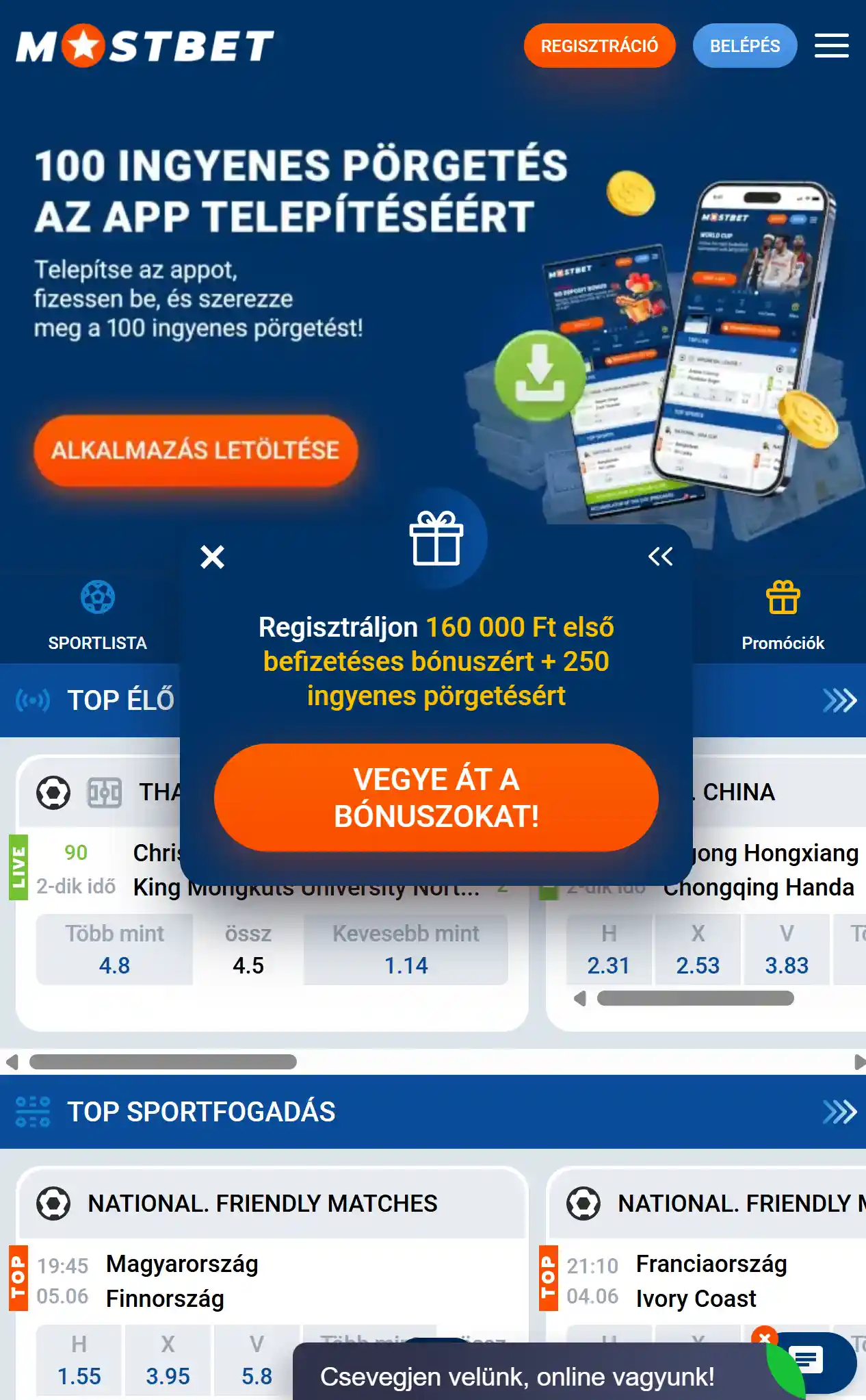 Mostbet Hungary főoldal navigáció